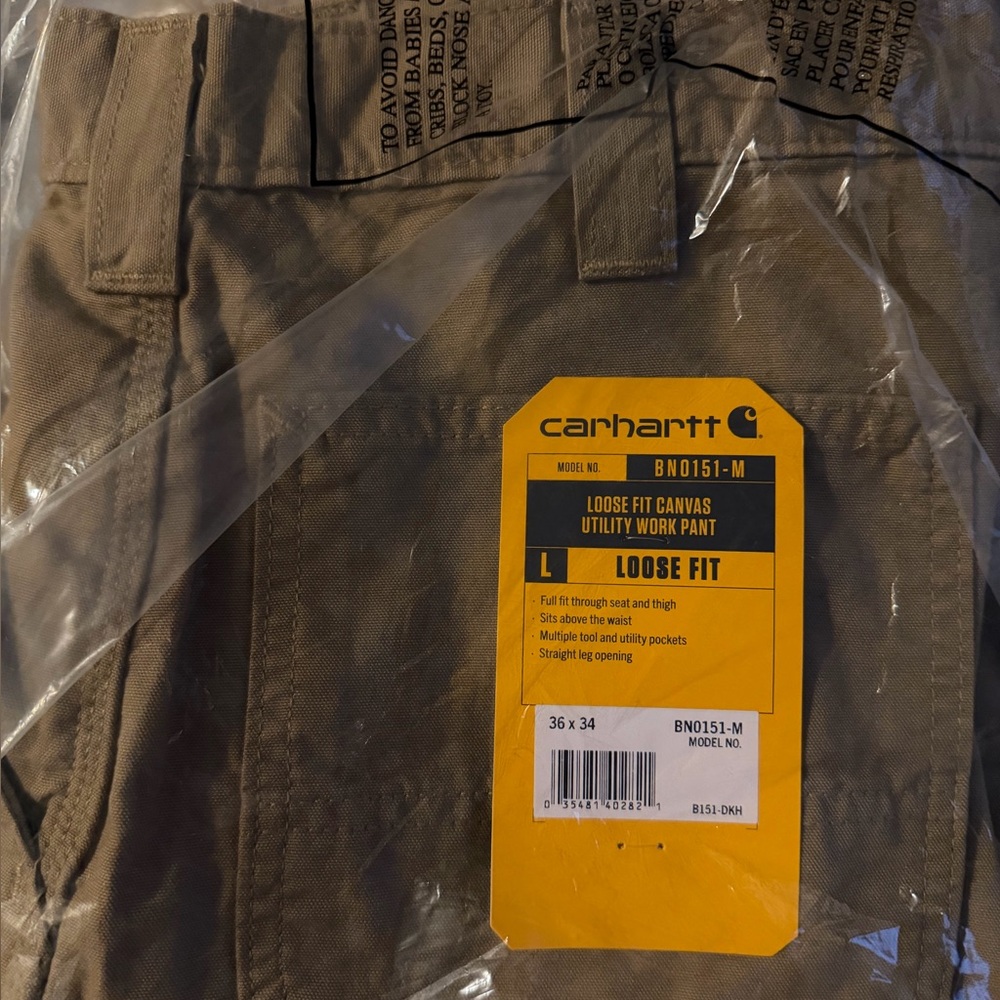 New Carhartt Men's Tan Cargo Pants 36 x 34 loose fit utility work pants - Picture 3 of 5